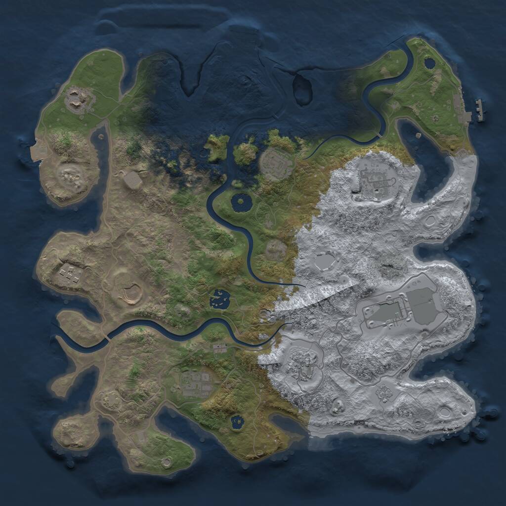 Rust Map: Procedural Map, Size: 3700, Seed: 576381176, 15 Monuments