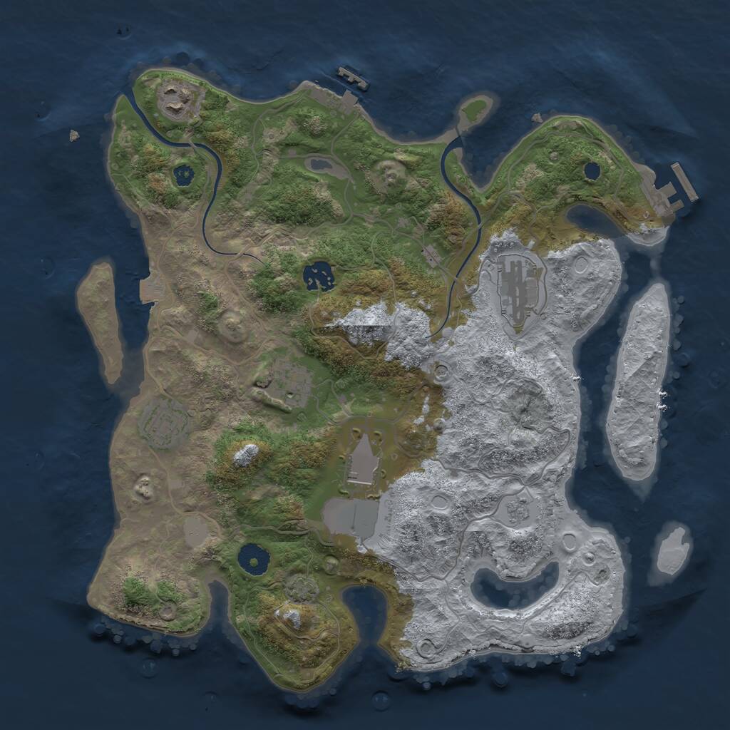Rust Map: Procedural Map, Size: 3500, Seed: 5032051, 12 Monuments