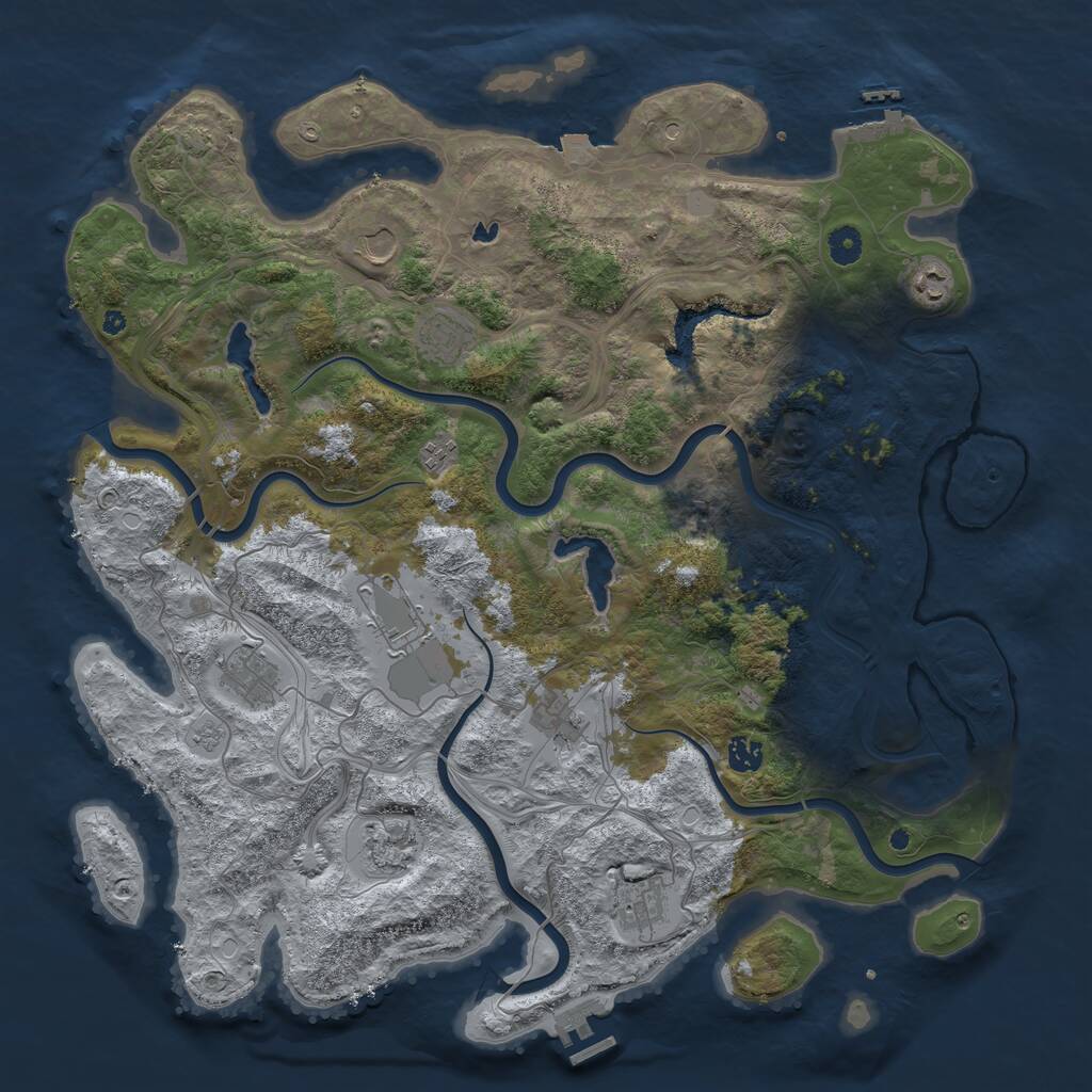 Rust Map: Procedural Map, Size: 4500, Seed: 984484044, 16 Monuments