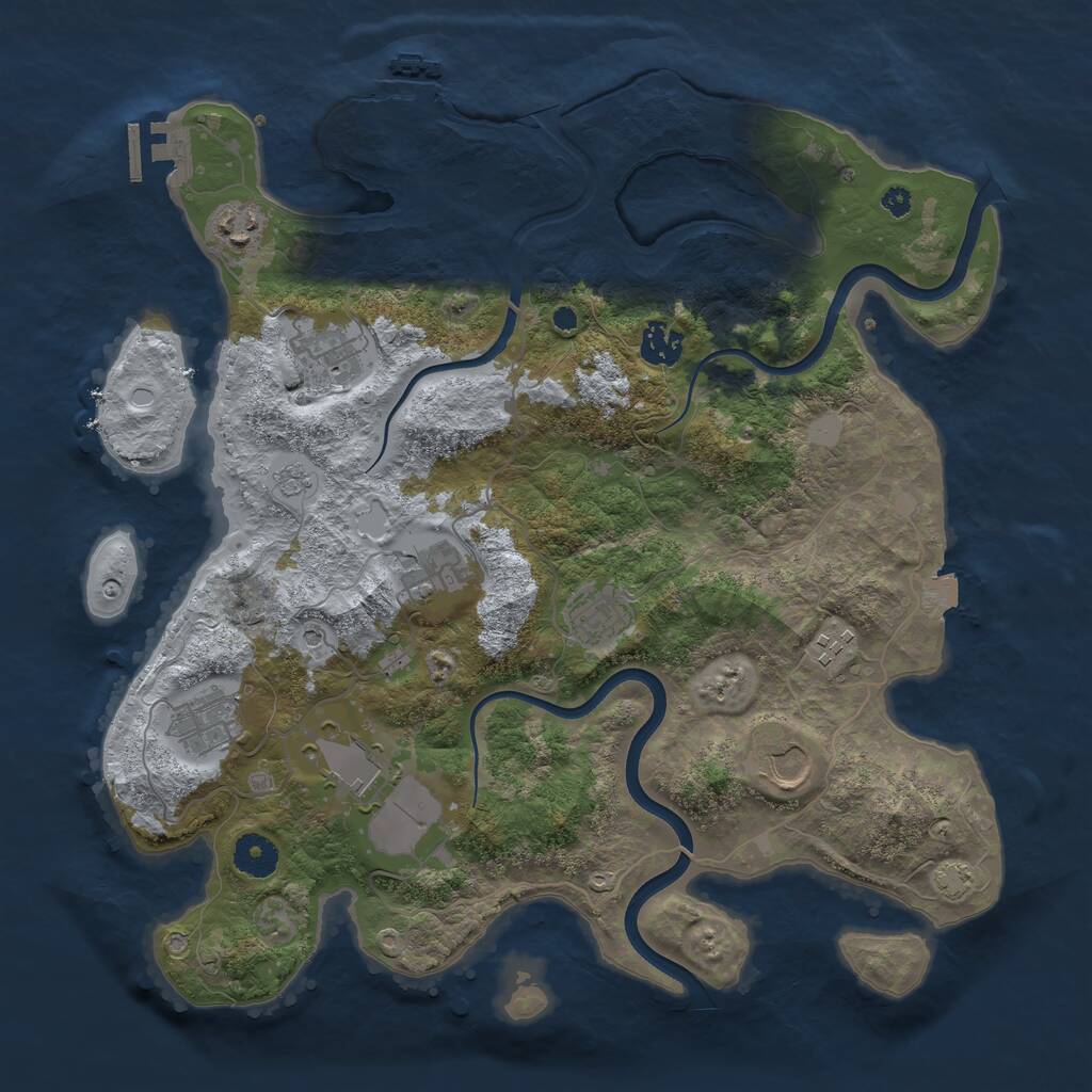 Rust Map: Procedural Map, Size: 3750, Seed: 401020304, 15 Monuments