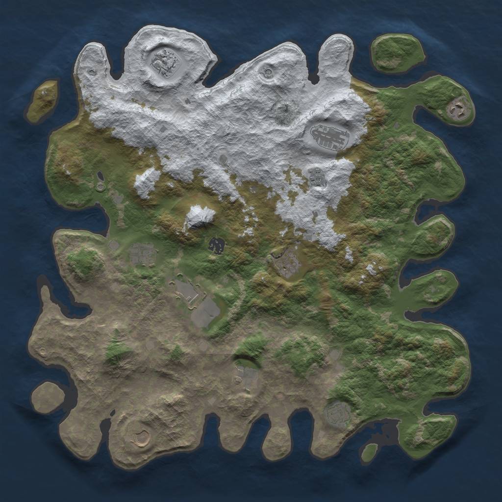 Rust Map: Barren, Size: 4500, Seed: 1996303237, 14 Monuments