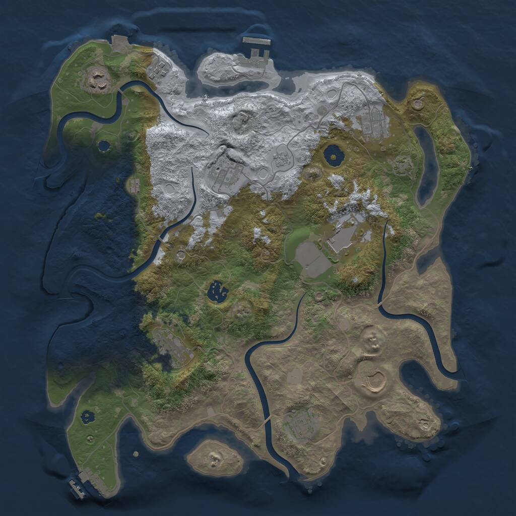 Rust Map: Procedural Map, Size: 3750, Seed: 414124, 15 Monuments