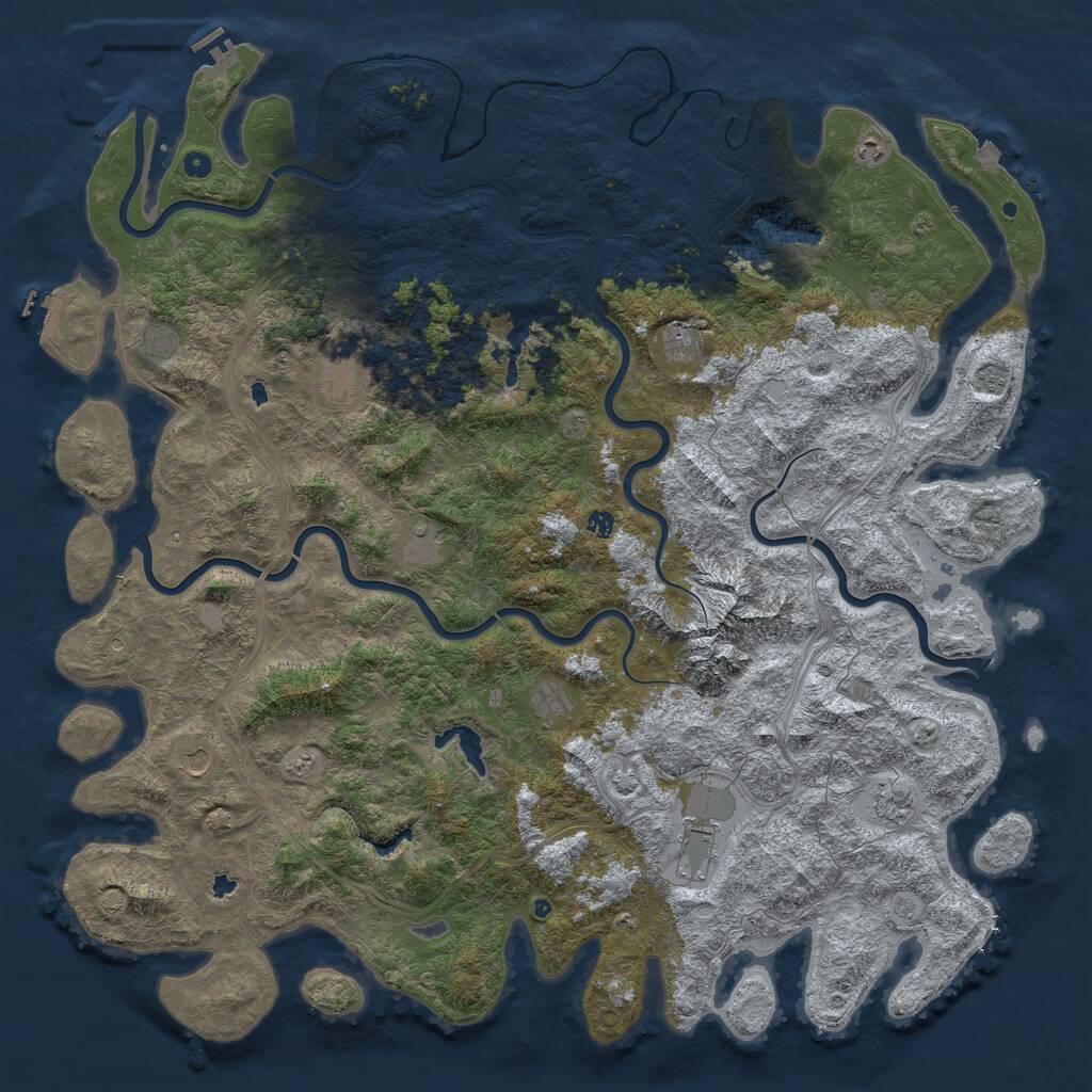 Rust Map: Procedural Map, Size: 6000, Seed: 6672725, 17 Monuments