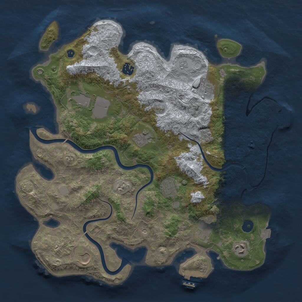 Rust Map: Procedural Map, Size: 3850, Seed: 1318093379, 15 Monuments
