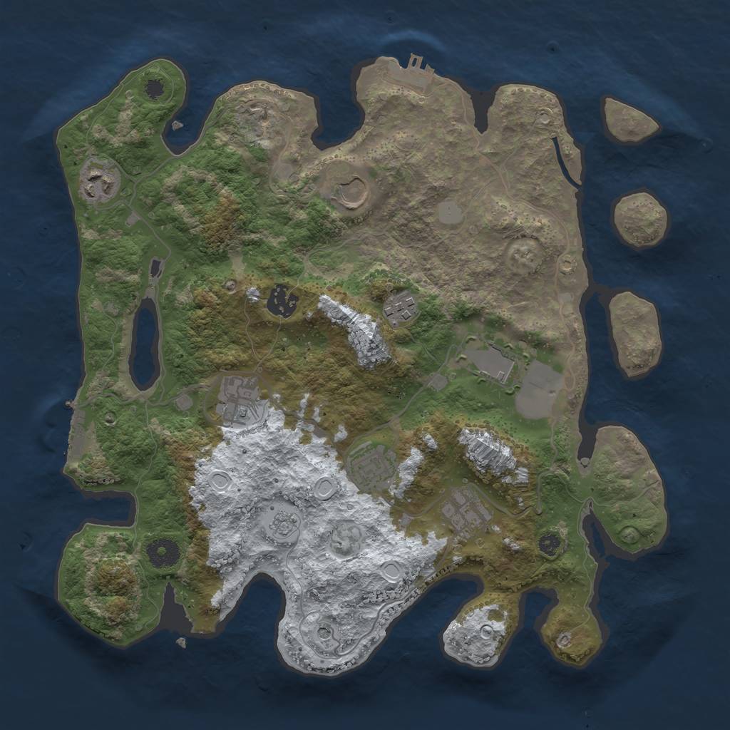 Rust Map: Procedural Map, Size: 3500, Seed: 612312313, 17 Monuments