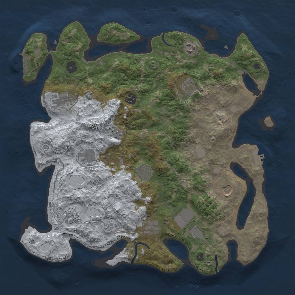 Rust Map: Procedural Map, Size: 3950, Seed: 74877, 20 Monuments
