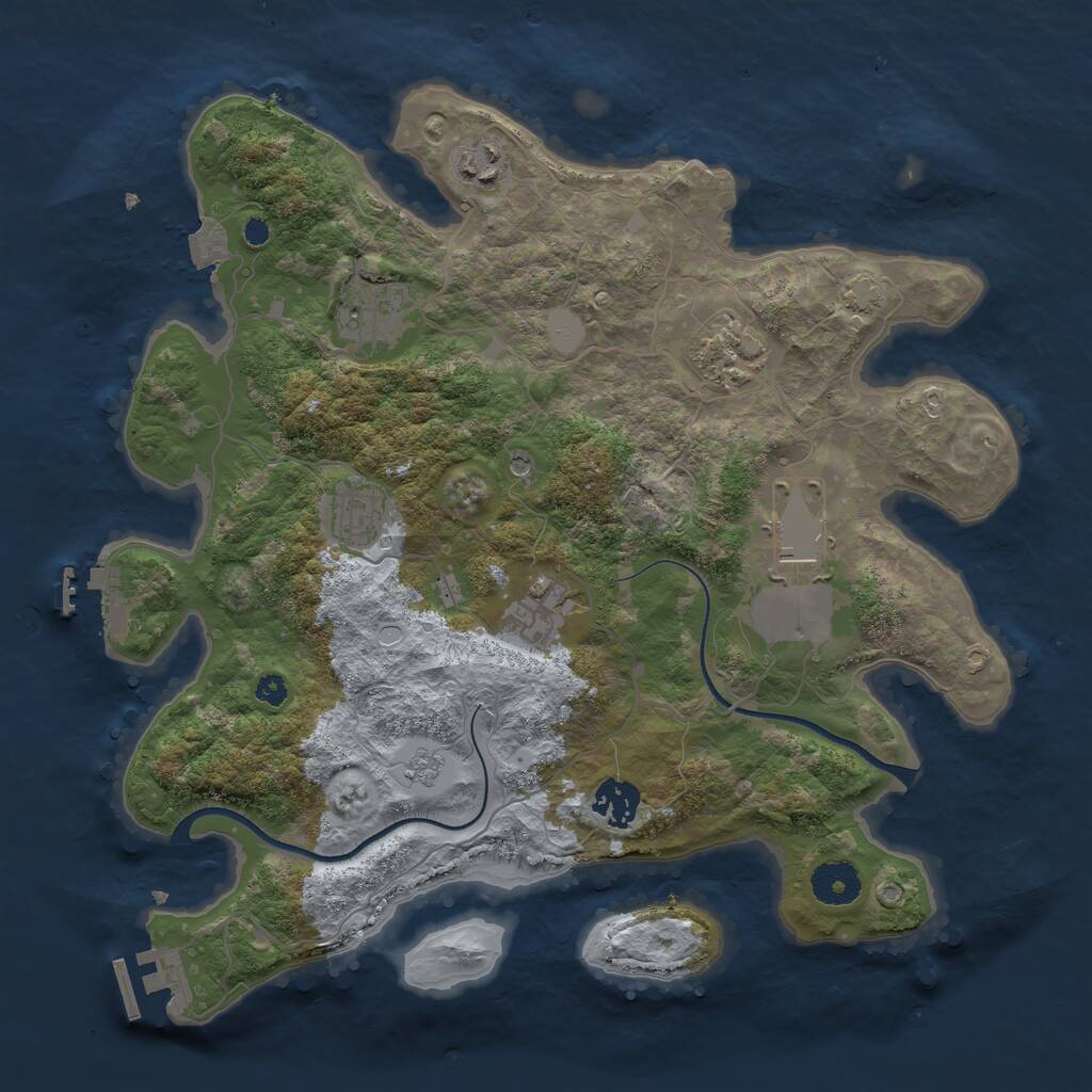 Rust Map: Procedural Map, Size: 3500, Seed: 201148879, 13 Monuments