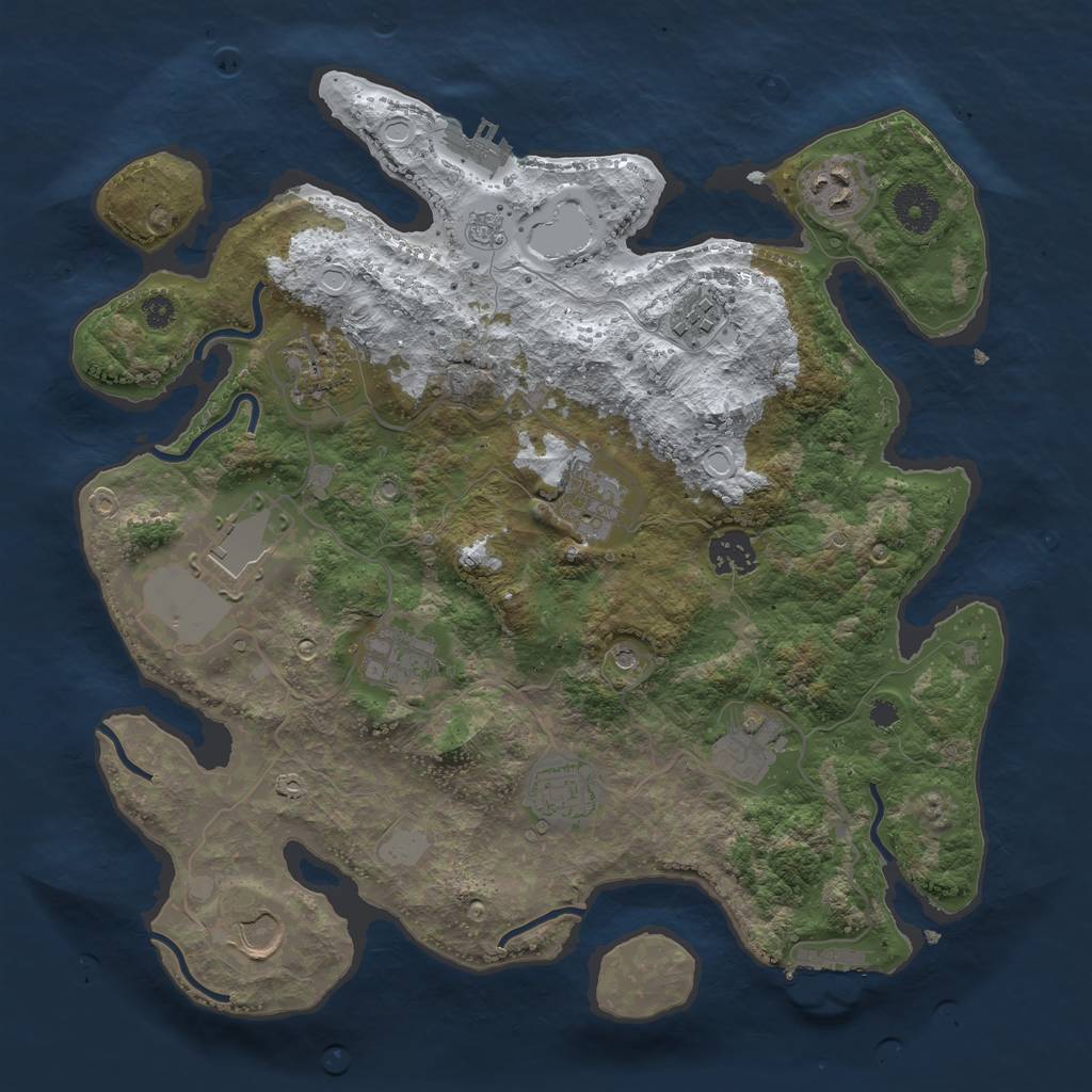 Rust Map: Procedural Map, Size: 3500, Seed: 9015909, 19 Monuments