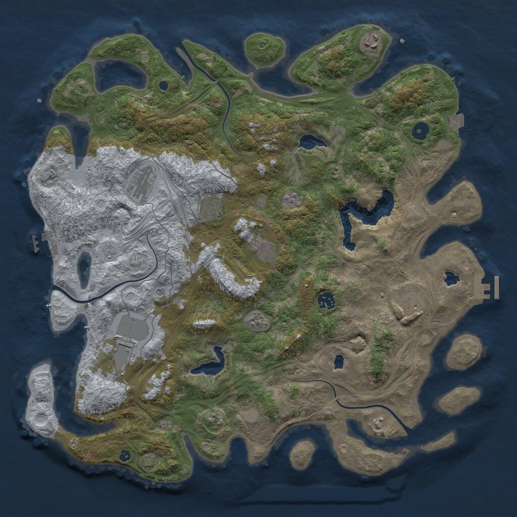 Rust Map: Procedural Map, Size: 4500, Seed: 990572468, 14 Monuments