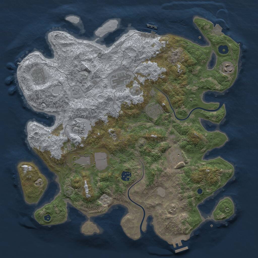 Rust Map: Procedural Map, Size: 3900, Seed: 371172552, 15 Monuments