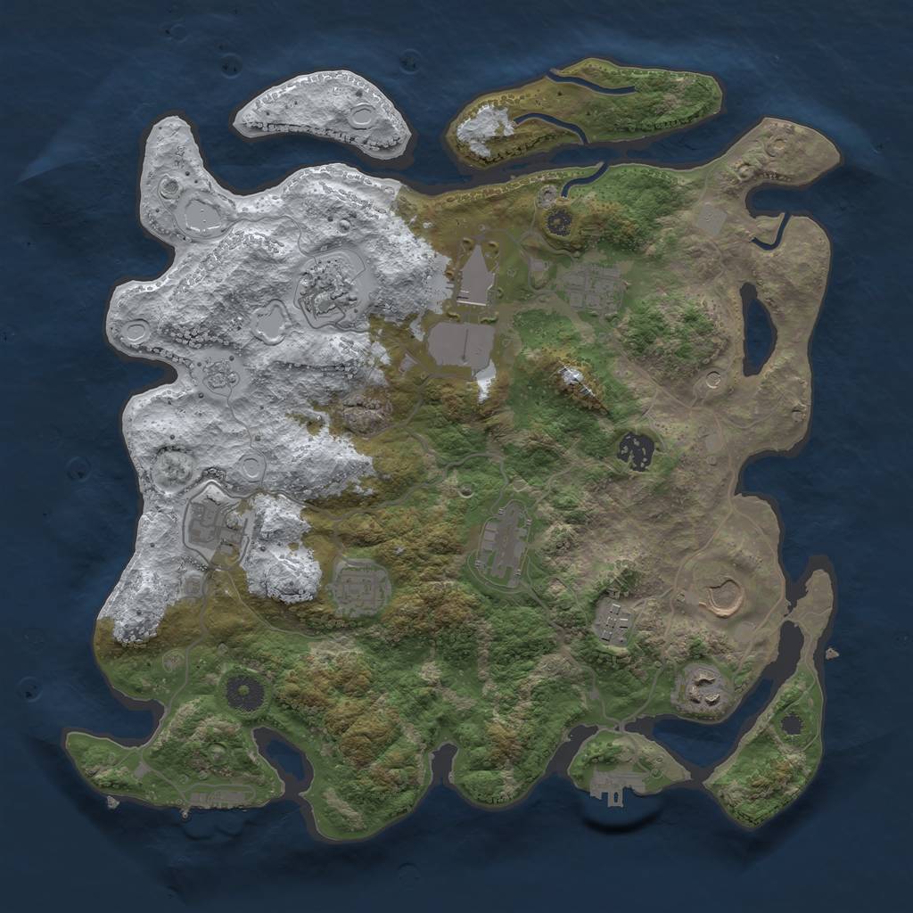 Rust Map: Procedural Map, Size: 3650, Seed: 1276355333, 19 Monuments