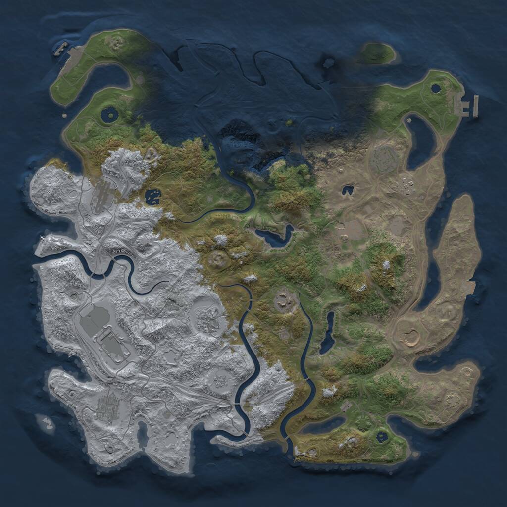 Rust Map: Procedural Map, Size: 4500, Seed: 4145921, 16 Monuments