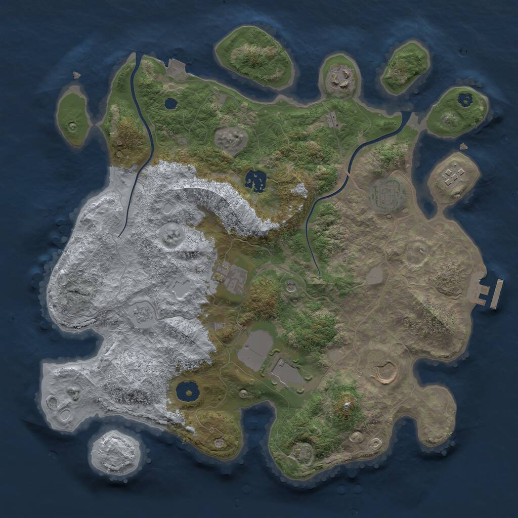 Rust Map: Procedural Map, Size: 3500, Seed: 456547, 12 Monuments