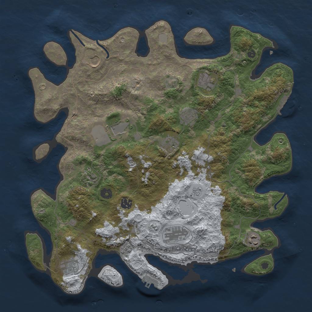 Rust Map: Procedural Map, Size: 4000, Seed: 1080422142, 20 Monuments