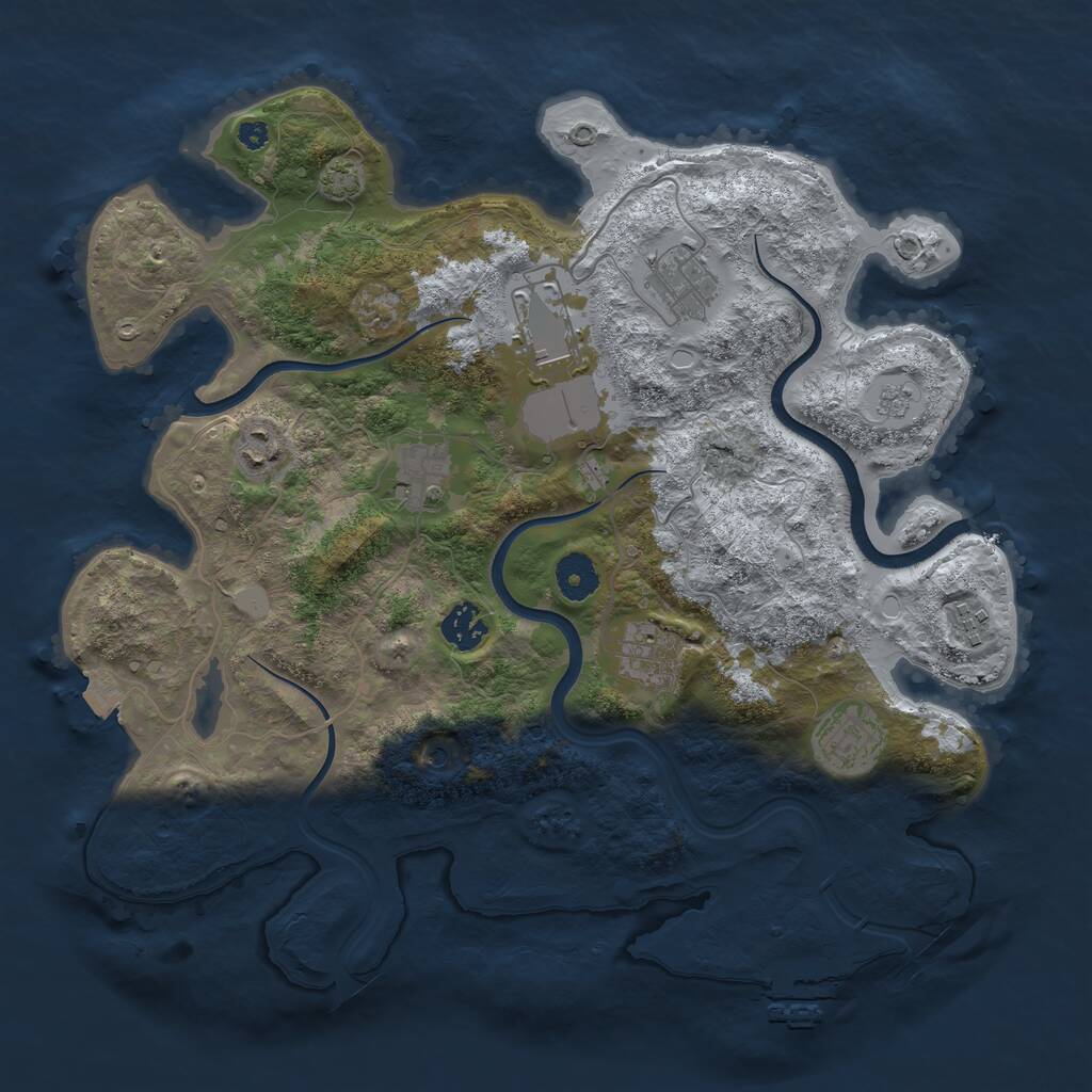 Rust Map: Procedural Map, Size: 3683, Seed: 790890749, 13 Monuments
