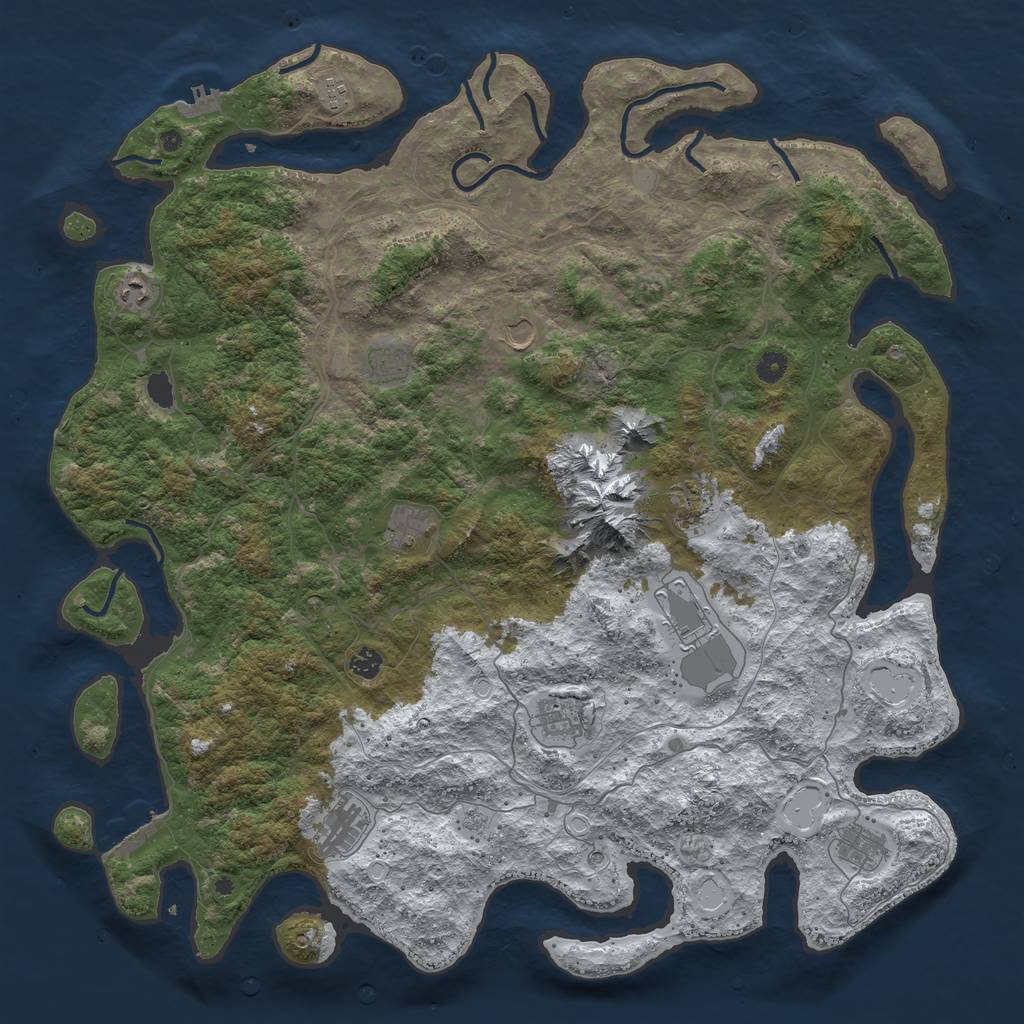 Rust Map: Procedural Map, Size: 5000, Seed: 1136175316, 20 Monuments