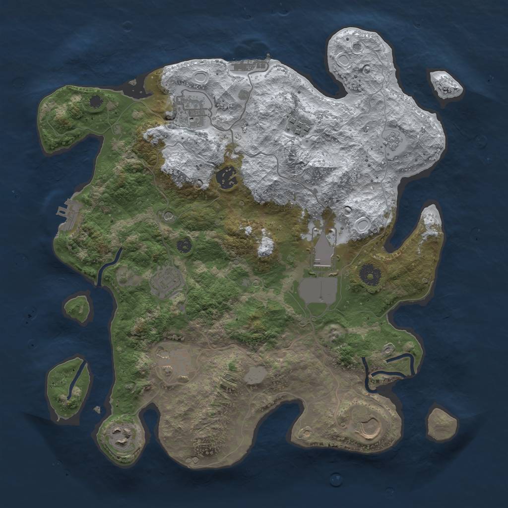Rust Map: Procedural Map, Size: 3500, Seed: 459523093, 17 Monuments