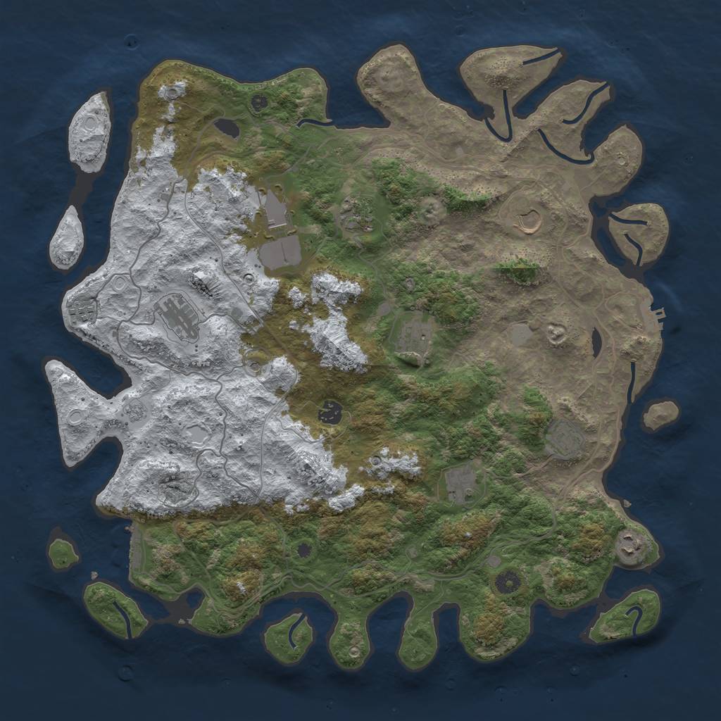 Rust Map: Procedural Map, Size: 4500, Seed: 1421599542, 19 Monuments