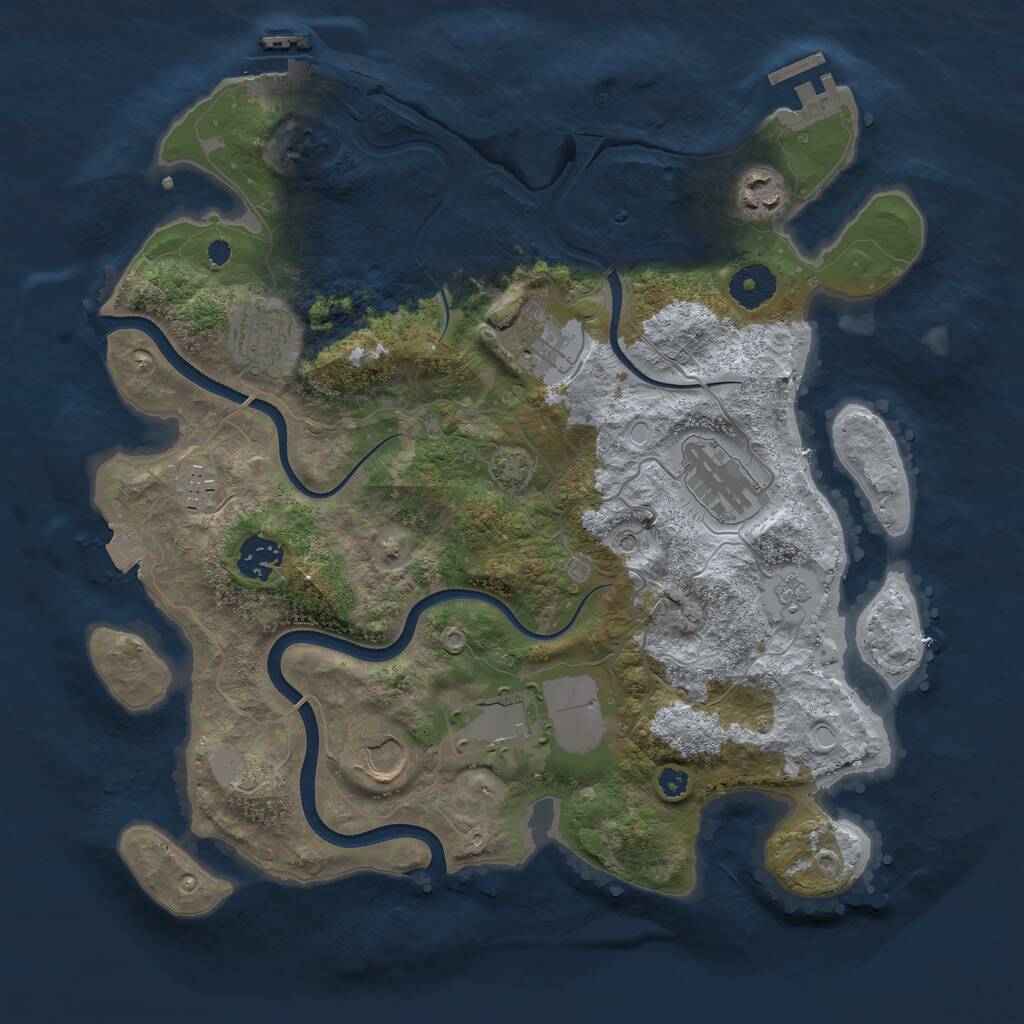 Rust Map: Procedural Map, Size: 3500, Seed: 1045353628, 14 Monuments