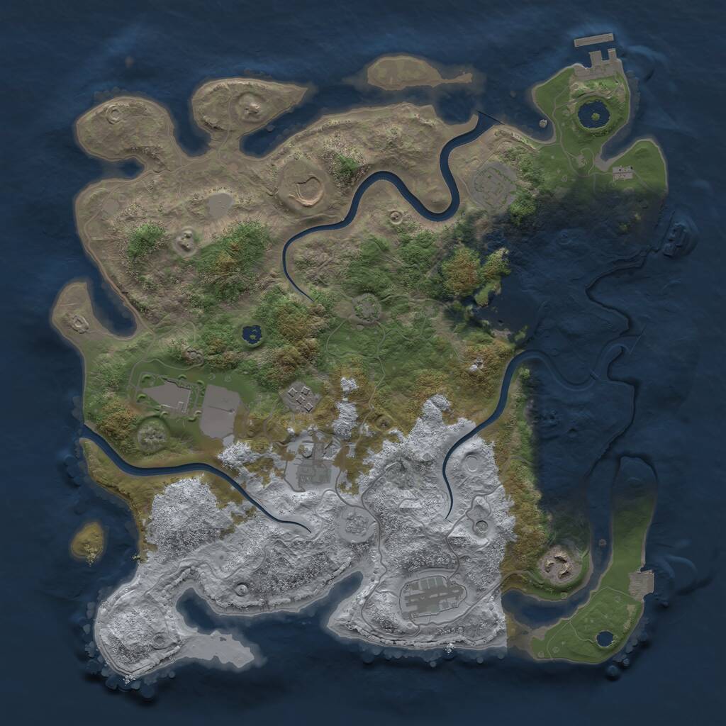 Rust Map: Procedural Map, Size: 3700, Seed: 20263708, 14 Monuments