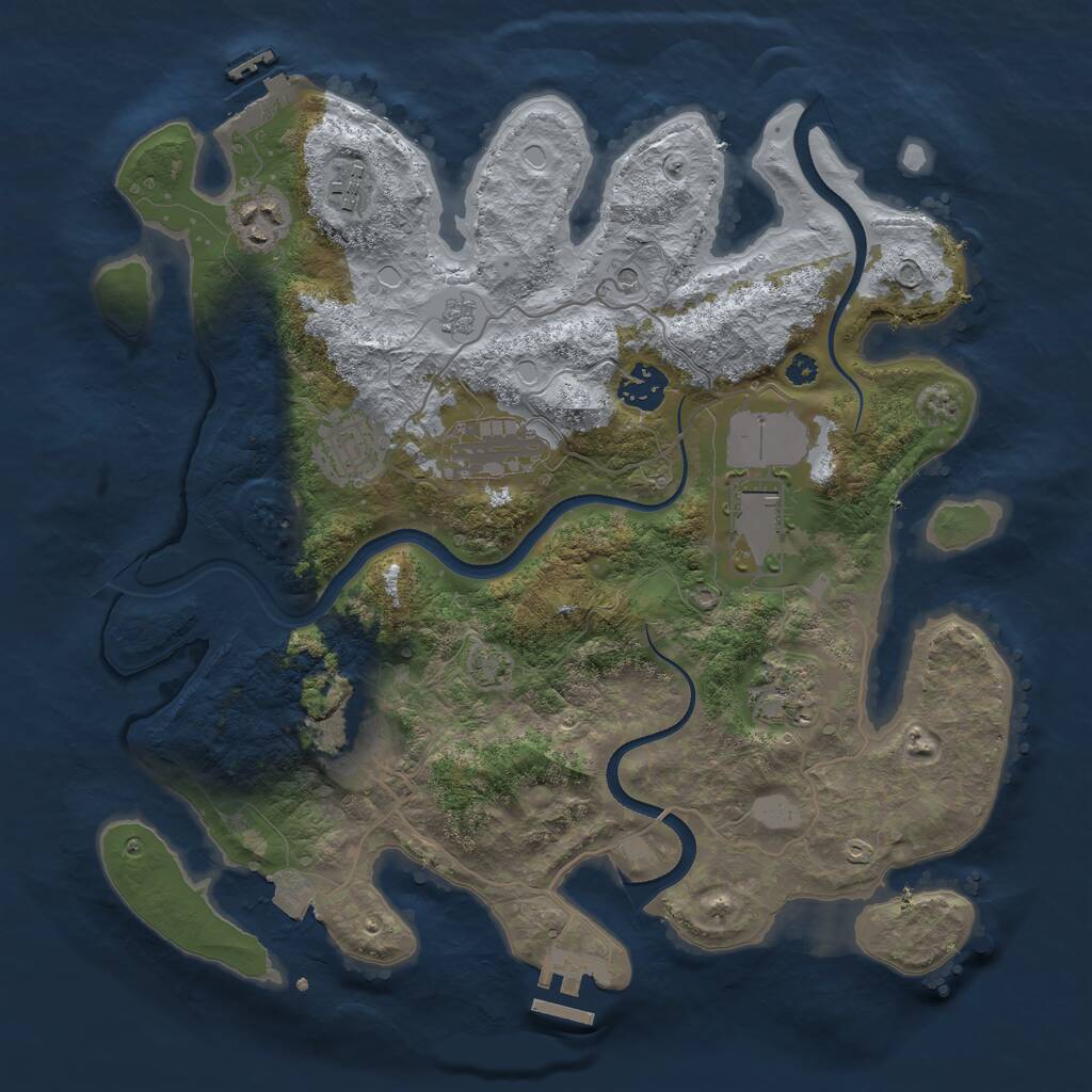 Rust Map: Procedural Map, Size: 3500, Seed: 8491, 14 Monuments