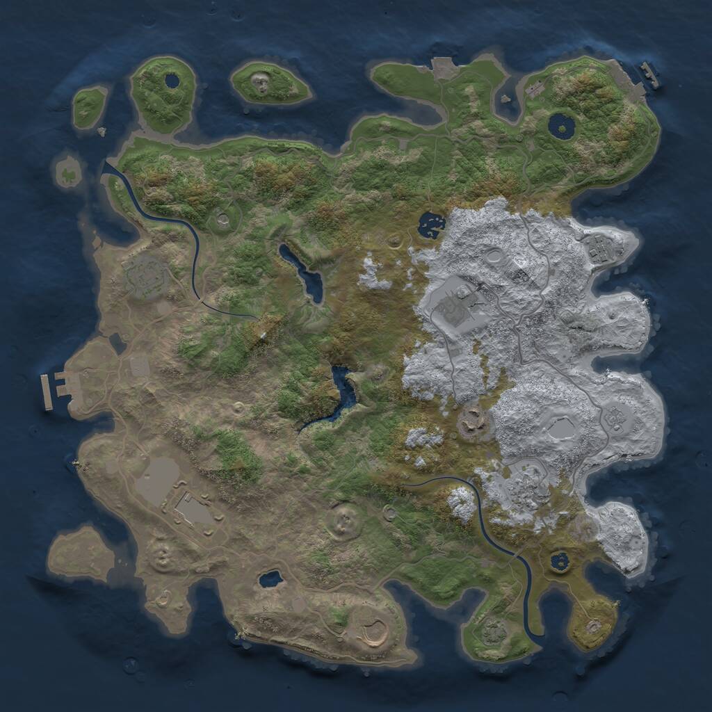 Rust Map: Procedural Map, Size: 4000, Seed: 2809, 14 Monuments