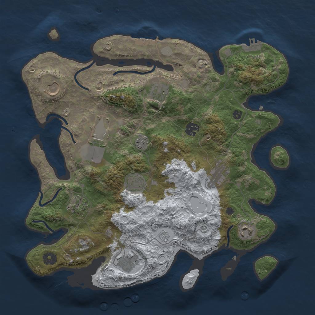 Rust Map: Procedural Map, Size: 3500, Seed: 4123131, 19 Monuments