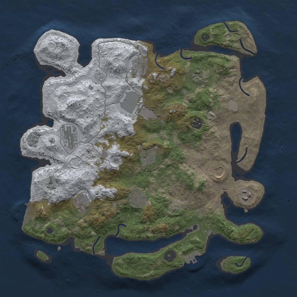Rust Map: Procedural Map, Size: 3850, Seed: 1708135761, 20 Monuments