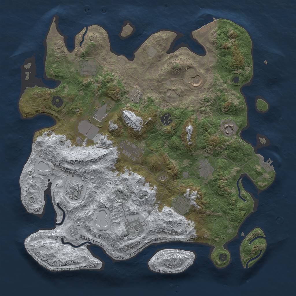 Rust Map: Procedural Map, Size: 3800, Seed: 2612, 20 Monuments