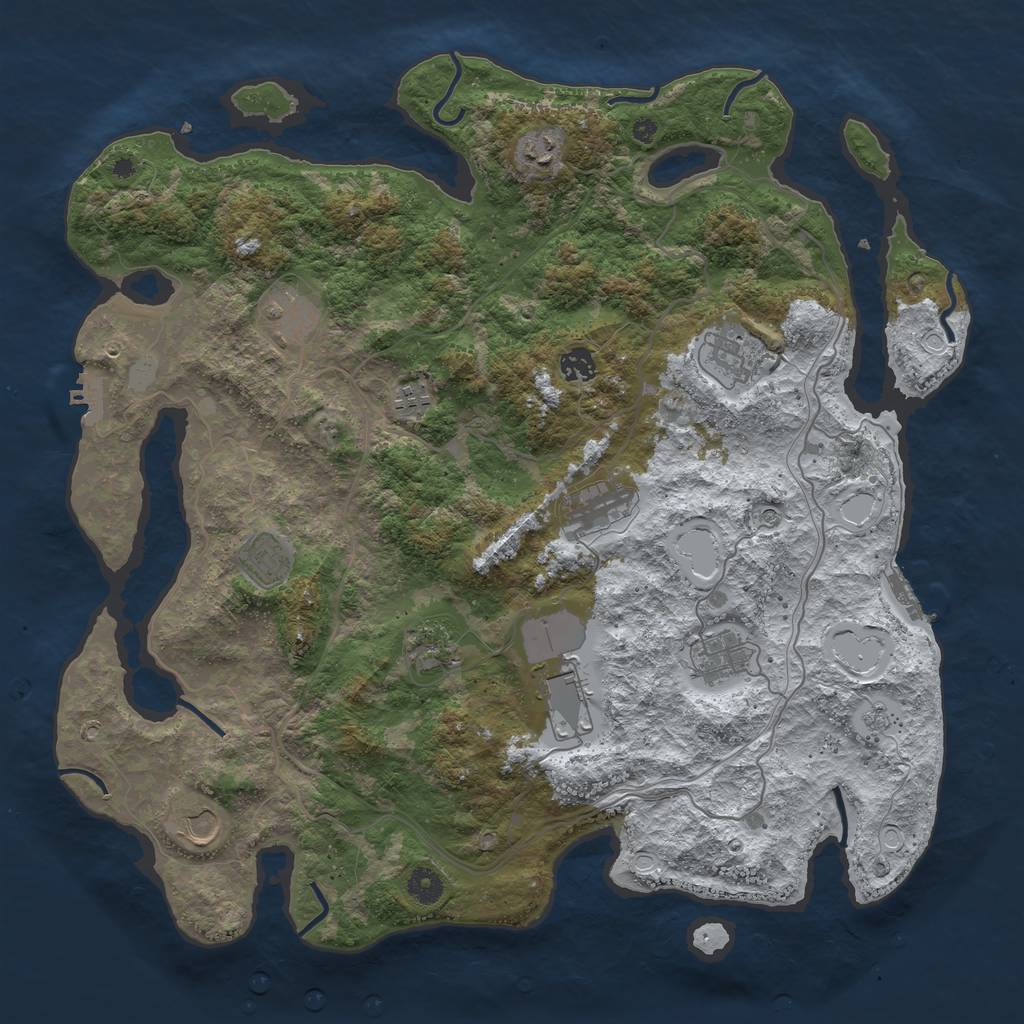 Rust Map: Procedural Map, Size: 4300, Seed: 164072321, 20 Monuments