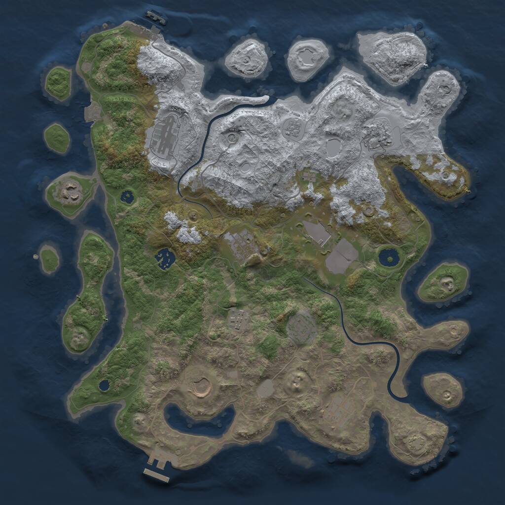 Rust Map: Procedural Map, Size: 3850, Seed: 1126833454, 16 Monuments