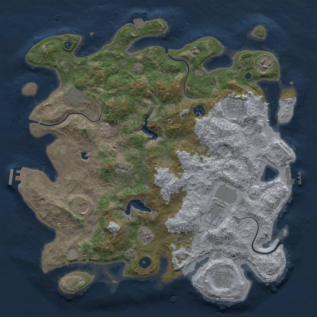 Rust Map: Procedural Map, Size: 4096, Seed: 444221150, 14 Monuments