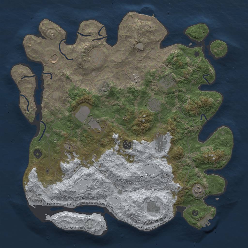 Rust Map: Procedural Map, Size: 4200, Seed: 1001, 20 Monuments