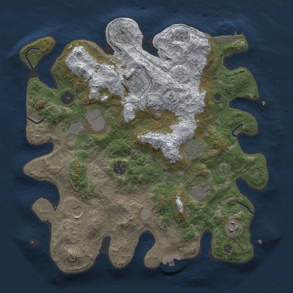 Rust Map: Procedural Map, Size: 3550, Seed: 837287, 17 Monuments