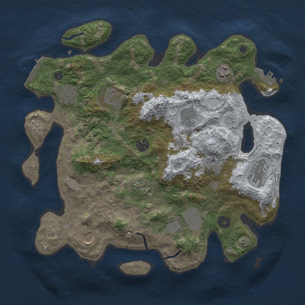 Rust Map: Procedural Map, Size: 3600, Seed: 24323474, 19 Monuments