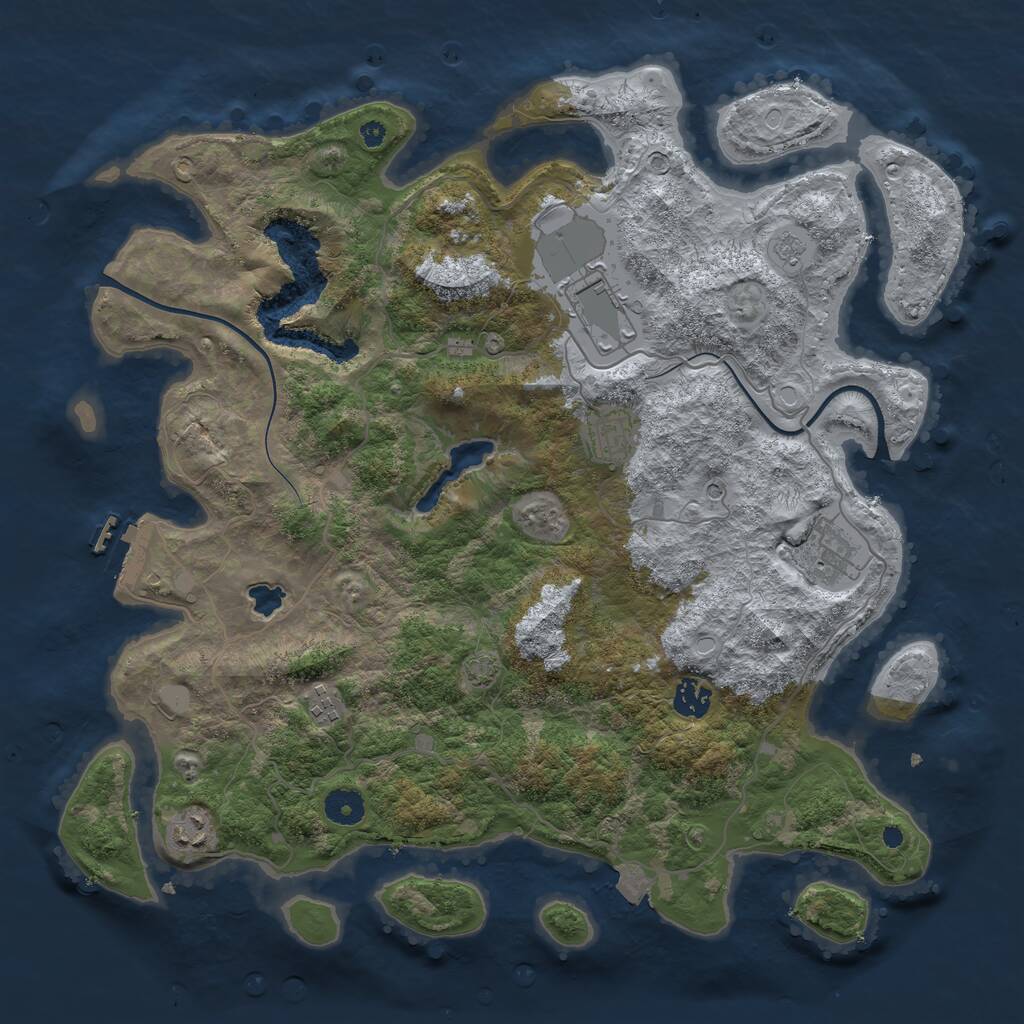 Rust Map: Procedural Map, Size: 4000, Seed: 186035019, 11 Monuments