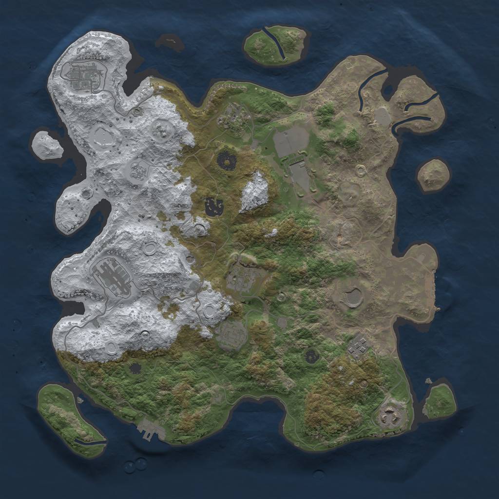 Rust Map: Procedural Map, Size: 3750, Seed: 62051070, 19 Monuments
