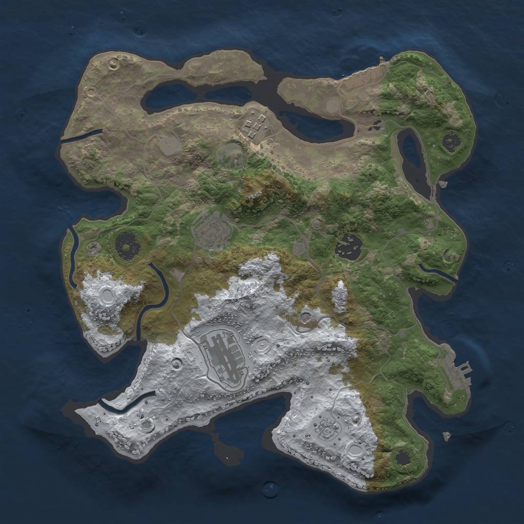 Rust Map: Procedural Map, Size: 3000, Seed: 425877181, 13 Monuments