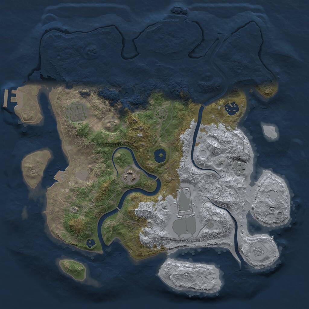 Rust Map: Procedural Map, Size: 3500, Seed: 74530690, 11 Monuments