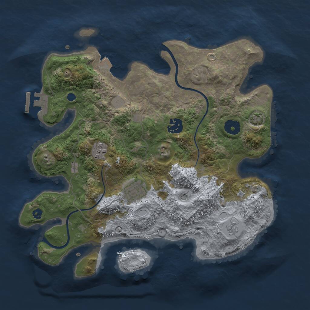 Rust Map: Procedural Map, Size: 3000, Seed: 51146383, 8 Monuments