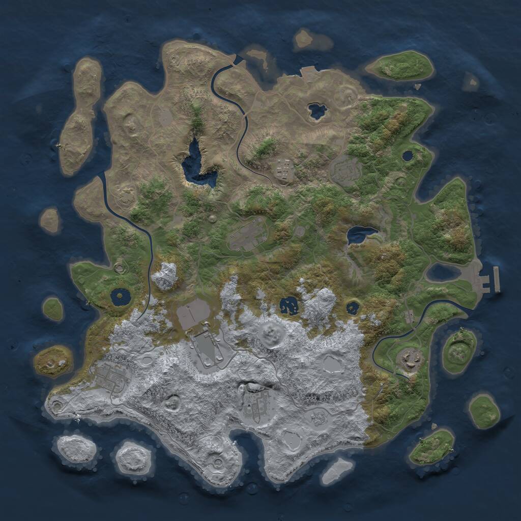 Rust Map: Procedural Map, Size: 4050, Seed: 726236009, 13 Monuments