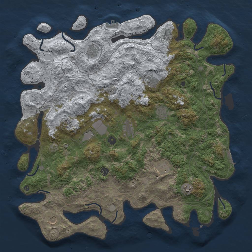 Rust Map: Procedural Map, Size: 4500, Seed: 1146458904, 20 Monuments