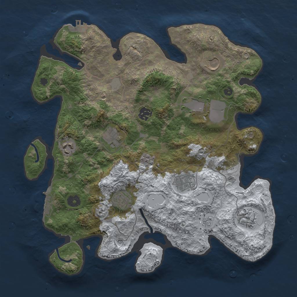 Rust Map: Procedural Map, Size: 3500, Seed: 923751225, 18 Monuments