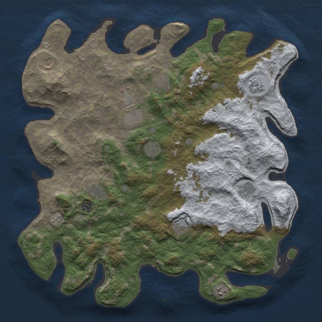 Rust Map: Barren, Size: 4500, Seed: 3282264, 14 Monuments