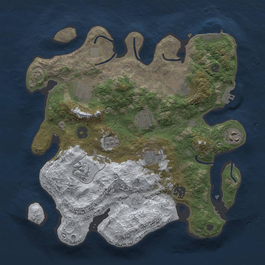 Rust Map: Procedural Map, Size: 3250, Seed: 5523085, 17 Monuments