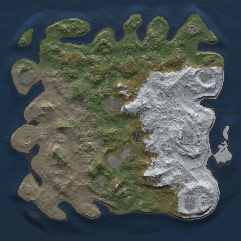 Rust Map: Barren, Size: 4500, Seed: 6192988, 14 Monuments