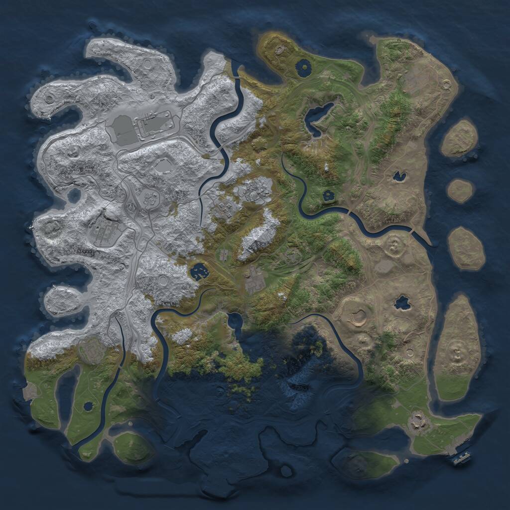 Rust Map: Procedural Map, Size: 4500, Seed: 1268689456, 16 Monuments