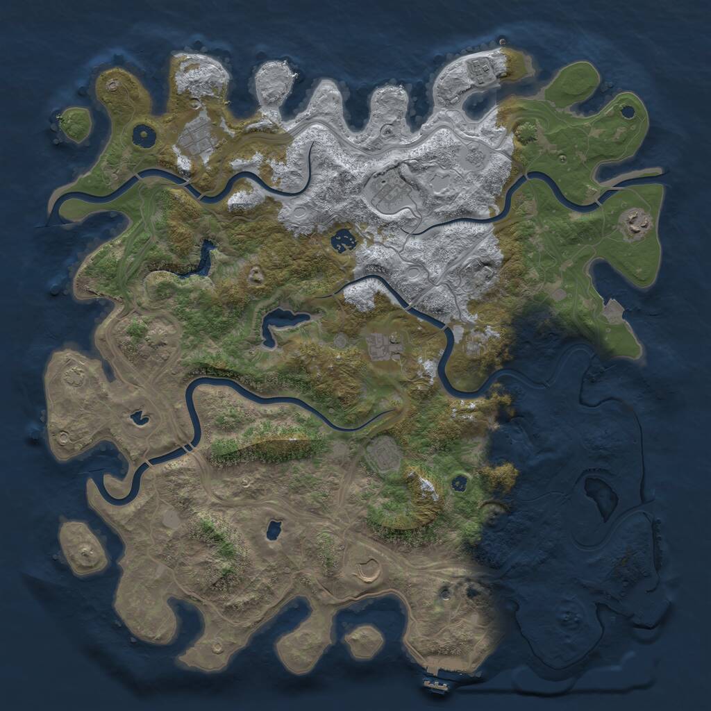Rust Map: Procedural Map, Size: 4500, Seed: 141854454, 14 Monuments