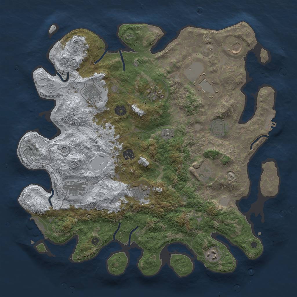 Rust Map: Procedural Map, Size: 3956, Seed: 150000000, 20 Monuments