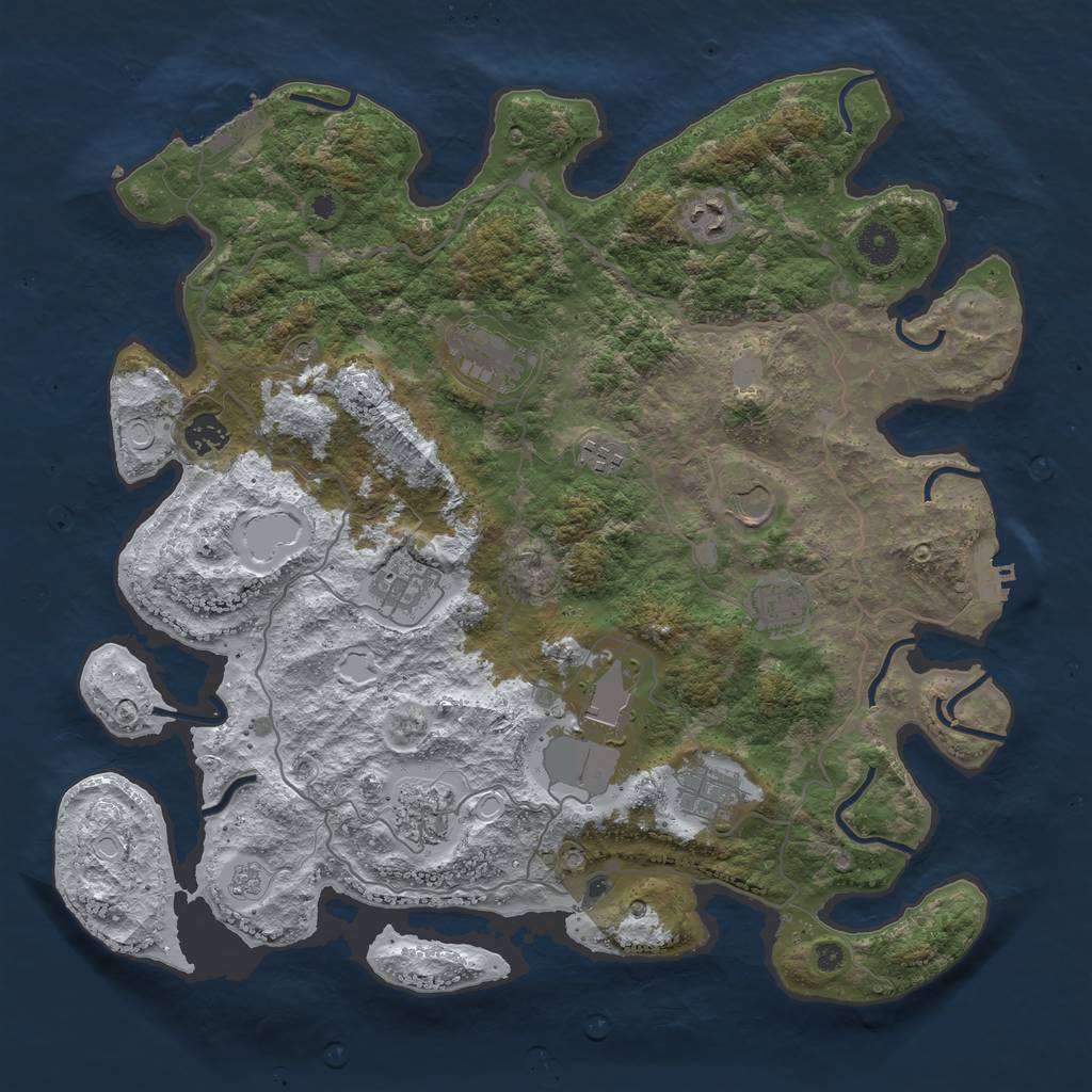 Rust Map: Procedural Map, Size: 4000, Seed: 419824363, 19 Monuments